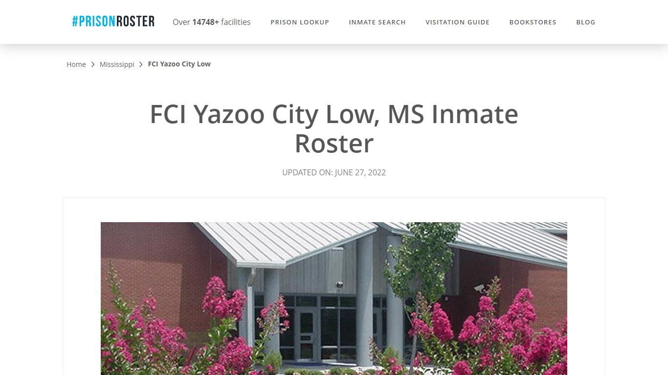FCI Yazoo City Low, MS Inmate Roster